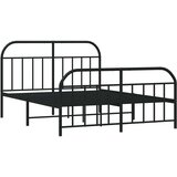 vidaXL Kovinski posteljni okvir z vzglavjem in vznožjem črn 183x213 cm | Shoptok.si