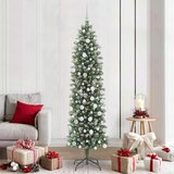 vidaXL Umetno vitko božično drevo med 300 LED Zelena in bela 210 cm | Shoptok.si