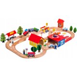 Lean_Toys Lesena železnica Vlak Vagon Drevesa Zgradbe | Shoptok.si