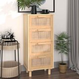  Komoda smeđa 40 x 30 x 90 cm masivna borovina i prirodni ratan | shoptok.hr