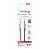 Swissten kabel audio AUX, stereo, platneni, 3.5mm-3.5mm, 1.5m, sre/crn | shoptok.hr