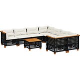 Maison Chic Seti vrtnega pohištva - Vrtna garnitura - Vrtni pohištvo set 9-delna z blazinami črn poli ratan, (21807773) | Shoptok.si