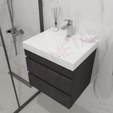 Kolpa San Naomi Set Delux 50cm Crna (Ormarić sa umivaonikom + Ogledalo/ormarić + Visoki ormarić) Slike