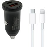  Auto Punjač 30W USB-A + Type-C ulaz sa Type-C na Lightning kablom/ siva | ePonuda.com
