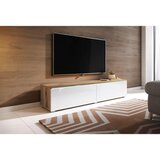 P & B nizka omarica lowa, bela, barva hrasta, led | Shoptok.si