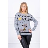 Kesi Christmas sweater with the inscription gray Cene