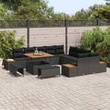  Sjedeća garnitura za vrt s jastukom 13 pcs Crna | shoptok.hr