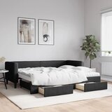vidaXL Izvlečna dnevna postelja s predali črna 80x200 cm blago Cene