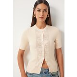 Happiness İstanbul Women's Cream Openwork Seasonal Knitwear Cardigan | shoptok.hr