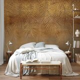  Foto tapeta - Abstract nature in beige - composition with golden exotic leaves 147x105 | shoptok.hr