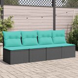  Vrtna sofa s jastucima za 4 osobe, crna, poliratan | shoptok.hr