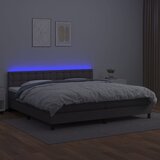  Krevet box spring s madracem LED sivi 200x200cm od umjetne kože | shoptok.hr