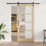 vidaXL Klizna vrata s hardverskim setom 93x211 cm od čvrstog bora, Unutarnja vrata s staklom 'ORKDAL'93x211x4 cm od čvrstog bora Cijene