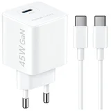 originalni zidni polnilec 45 W 3 A 1 x USB-C z USB-C kablom bela