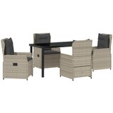 vidaXL Set od 5 komada vrtnog namještaja svjetlosive boje, Vrtni stol crni 140x80x73 cm, kaljeno staklo | shoptok.hr