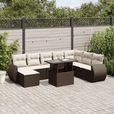vidaXL 9-dijelni set vrtnih sofa s jastucima poliratan smeđi | shoptok.hr