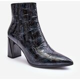 Kesi Patented leather ankle boots on S high heel. Barski MR870-58 Navy Blue Cene