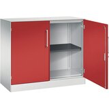 C+P Omara s krilnimi vrati ASISTO, višina 897 mm, širina 1000 mm, 1 polica, svetlo sive/ognjeno rdeče barve | Shoptok.si