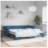 vidaXL Izvlečna dnevna postelja modra 100x200 cm žamet Cene