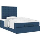 vidaXL Otomanski posteljni okvir z vzmetnico moder 120x200 cm blago | Shoptok.si