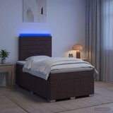  LED okvir za krevet s madracem Tamno smeđa 120 x 190 cm Tkanina | shoptok.hr