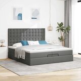 vidaXL Otomanski posteljni okvir z vzmetnicami siv 200x200 cm blago | Shoptok.si