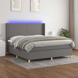  Box spring postelja z vzmetnico LED temno siva 160x200 cm blago, (20789483) Cene