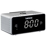 Lenco FM radio budilka USB in brezžično Qi polnjenje pametnega telefona, Srebrna, (5000231719) | Shoptok.si