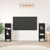 vidaXL Komplet TV omaric s polico 2 pcs Črni hrast 107 x 35 x 37 cm | Shoptok.si