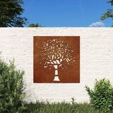  Vrtni zidni ukras 55 x 55 cm čelik COR-TEN s uzorkom stabla | shoptok.hr
