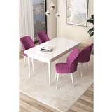 Hanah home Arp - White, Purple WhitePurple Dining Table & Chairs Set (5 Pieces) | ePonuda.com