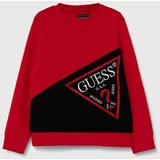 Guess Otroški bombažen pulover rdeča barva, N4YQ04 KA6R4