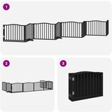 vidaXL Ograda za pse z vrati zložljiva 8 panelov črna 640 cm les | Shoptok.si