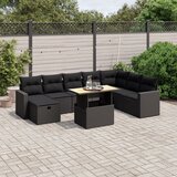 vidaXL 9-dijelni set vrtnih sofa s jastucima crni od poliratana | shoptok.hr