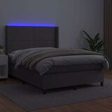  Krevet box spring s madracem LED sivi 140x200cm od umjetne kože | shoptok.hr
