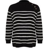 Trendyol Curve Black Striped Gold Button Detailed Knitwear Sweater Cene