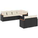 Maison Chic Seti vrtnega pohištva - Vrtna garnitura - Vrtni pohištvo set 7-delna z blazinami črn poli ratan, (21801339) | Shoptok.si