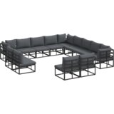 vidaXL Sjedeća garnitura za vrt 13 pcs Crna 353 x 353 x 71 cm Aluminij | shoptok.hr