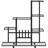  Stalak za cvijeće s kotačima 94,5 x 25 x 92,5 cm crni metalni | Eponuda.ba