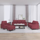  The Living Store Sedežna garnitura 4-delna z blazinami vinsko rdeče blago - Sedežna Garnitura, (21456514) | Shoptok.si