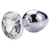 Sunfo - metalni analni dildo sa kamenom (srebrno-bijeli) | shoptok.hr