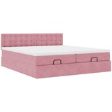  Okvir kreveta s madracima ružičasti 200x200cm baršunasti | shoptok.hr