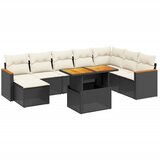 Maison Chic Seti vrtnega pohištva - Vrtna garnitura - Vrtni pohištvo set 9-delna z blazinami črn poli ratan, (21798326) | Shoptok.si