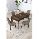 Hanah home trpezarijski set Lia, sto na razvlačenje i 4 stolice, ploča u dekoru drveta Baroque, kapućino tkanina Babyface | Eponuda.com