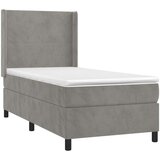 Box spring krevet s madracem svjetlosivi 90x190 cm baršunasti | shoptok.hr