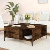 vidaXL Klubska mizica dimljeni hrast 80x80x36,5 cm inženirski les | Shoptok.si