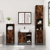 vidaXL Kopalniška omarica dimljen hrast 65x33x60 cm inženirski les | Shoptok.si