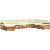  Set vanjskih sofa 8 kom. Prirodna i krem Čvrsto drvo akacije 406 x 247,5 x 73 cm | shoptok.hr