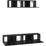  Set TV komoda 4 kom. Crni hrast Konstruirano drvo Crna 80 x 30 x 30,5 cm | shoptok.hr