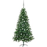  Umjetno osvijetljeno božićno drvce s kuglicama 150 cm zeleno | shoptok.hr